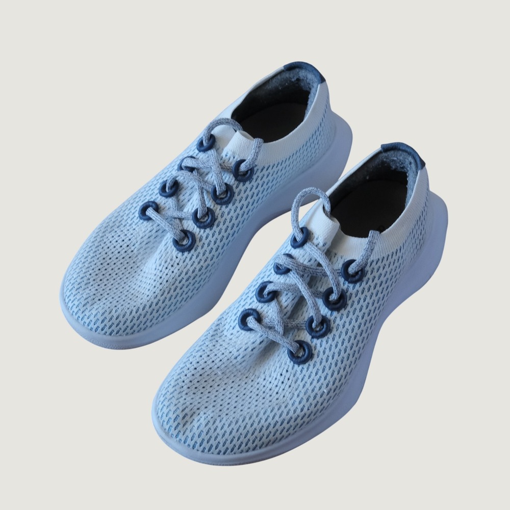 Allbirds Tree Dashers Womens White Blue Sustainable Running Sneakers Size 9.5 - Picture 2 of 6